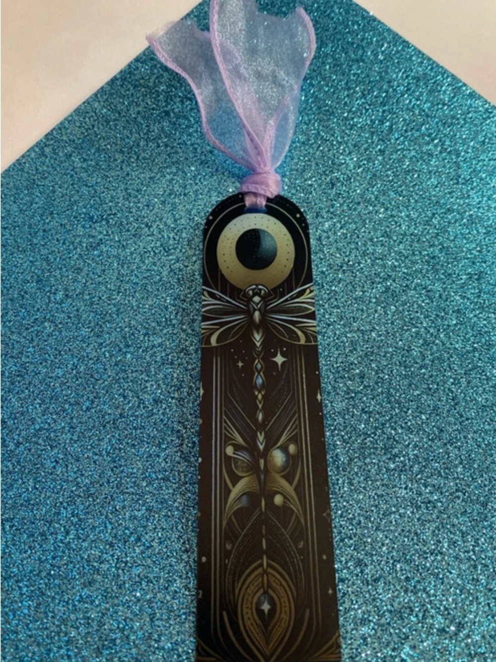 UV printed dragonfly bookmark with lace tassel